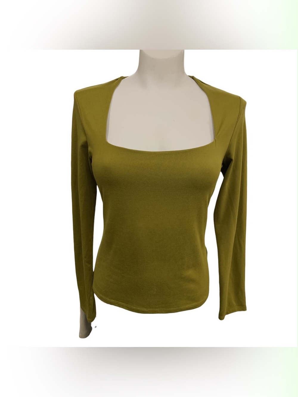 H&M Olive Square-Neck Long Sleeve Top Size M